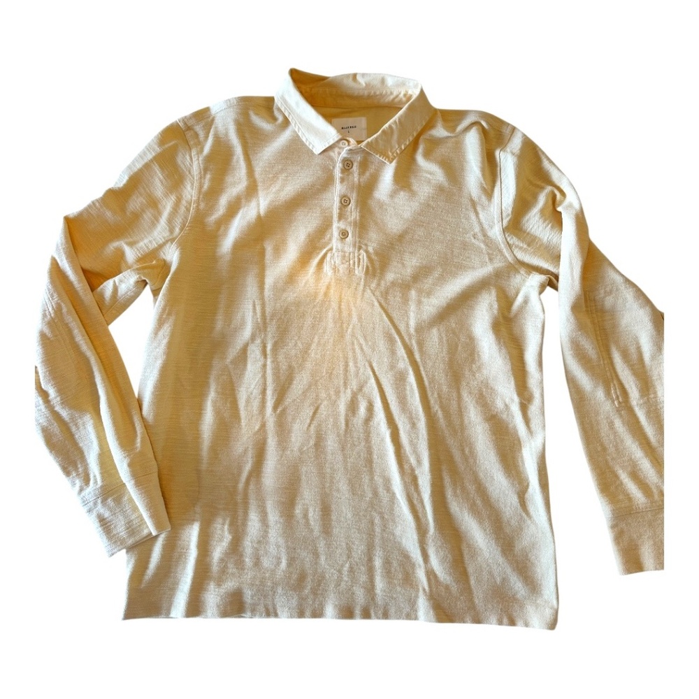 Billy Reid Long Sleeve Polo – XL (Pale Yellow)